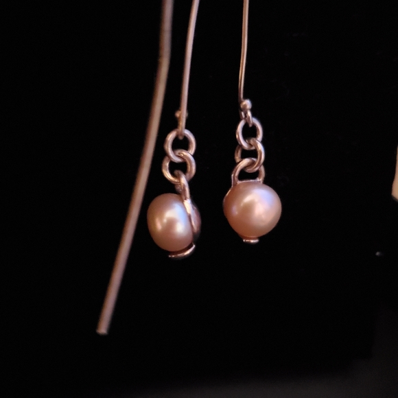 Silver 925 drop pearl earrings - Picture 7 of 8